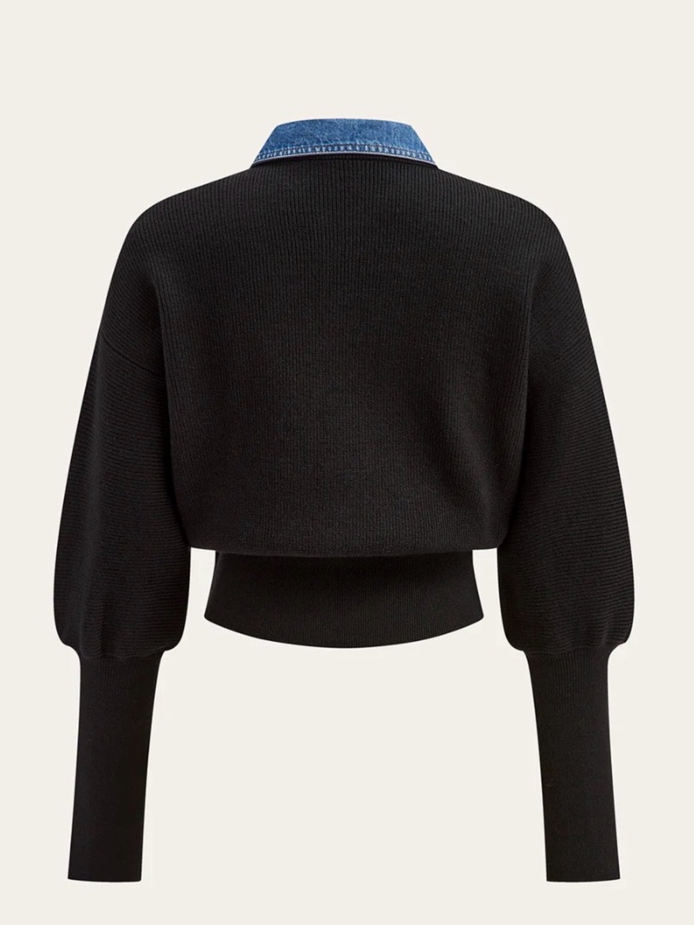 Micas Knit Denim Patchwork Button
Gigot Long-Sleeve Top - Picture 2 of 9